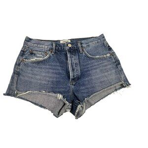 Agolde Parker Cutoffs Jean Denim Shorts Sz 27 Womens Blue Raw Hem Button Fly